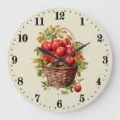 Küche mit niedlichen Korbäpfeln Große Wanduhr (Vorderseite)