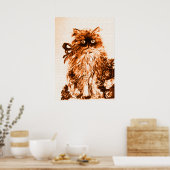 KÜCHE MIT ROSE, braun und weiß Poster (Küche)