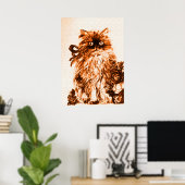 KÜCHE MIT ROSE, braun und weiß Poster (Heimbüro)