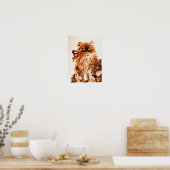 KÜCHE MIT ROSE, braun und weiß Poster (Küche)