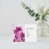 KÜCHE MIT ROSE, Pink Fuchsia Weißes Leinenpapier Visitenkarte (Stehend Vorderseite)