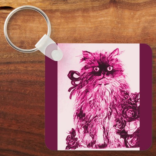 KÜCHE MIT ROSE, rosa Fuchsienweiß Schlüsselanhänger (Vorderseite)