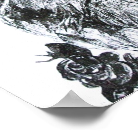 KÜCHE MIT ROSE, Schwarzweiß Poster (Ecke)