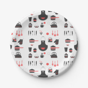 Küche, Niedlich rot und schwarz, Vintag, Retro Pappteller