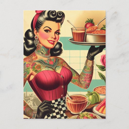 Küche Restaurant Button-up Postkarte (Vorderseite)