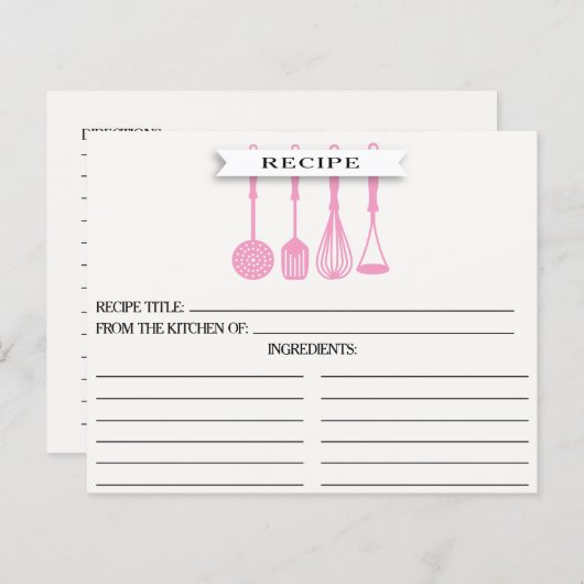 Küche Rosa Utensid Brautparty Weinkarte (Vorne/Hinten)