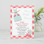 Küche, Schürze, roter Gingham Einladung (Stehend Vorderseite)