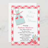 Küche, Schürze, roter Gingham Einladung (Vorne/Hinten)