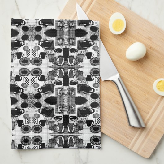 Küche Schwarz-Weiß Geschirrtuch (Viertel Falte)