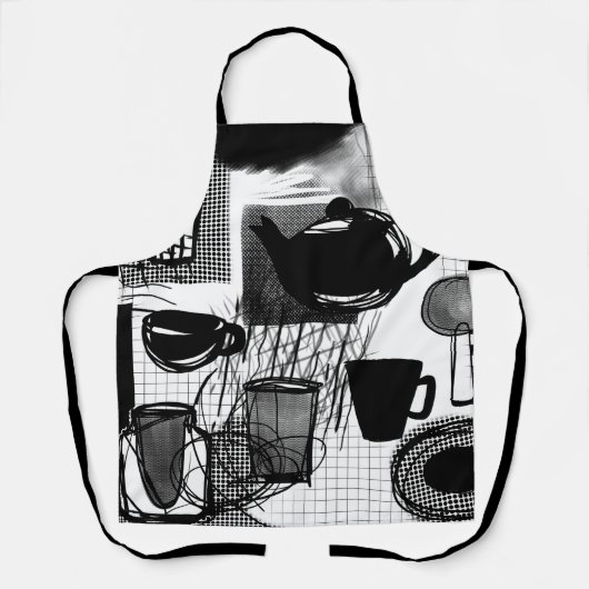 Küche Schwarz-Weiß Schürze (Vorderseite)