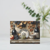 Küche Shelf Weinflaschen Weinflaschen Geschirr Postkarte (Stehend Vorderseite)