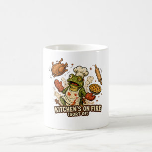 Küche steht in Flammen (sozusagen) Frosch-Erntedan Kaffeetasse