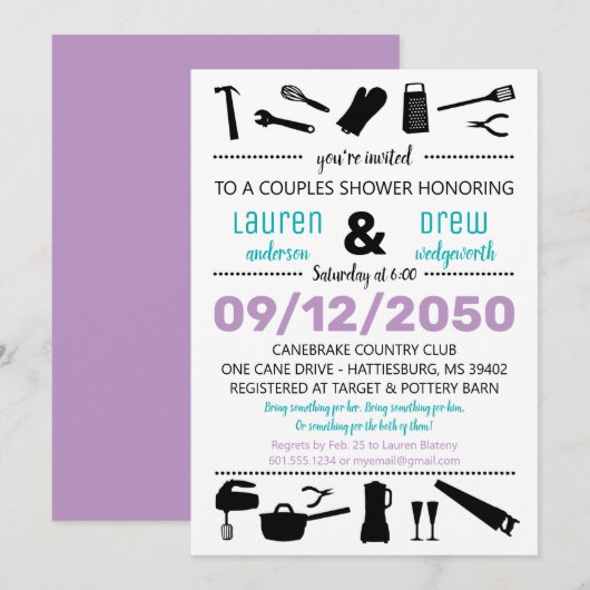 Küche & Tools Wedding Paare Dusche Einladung (Vorne/Hinten)