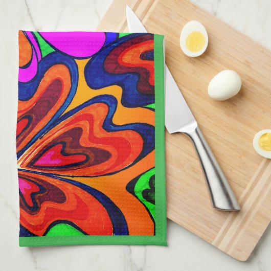 KÜCHE TOWEL "BLUME POWER" GESCHIRRTUCH (Viertel Falte)