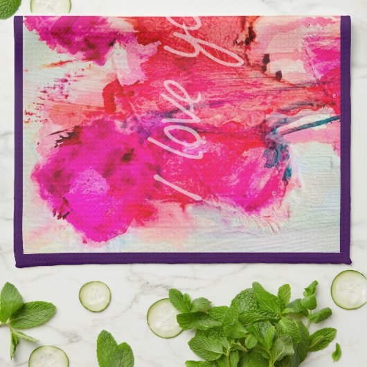 KÜCHE TOWEL "I LIEBE YOU" GESCHIRRTUCH (Gefaltet)