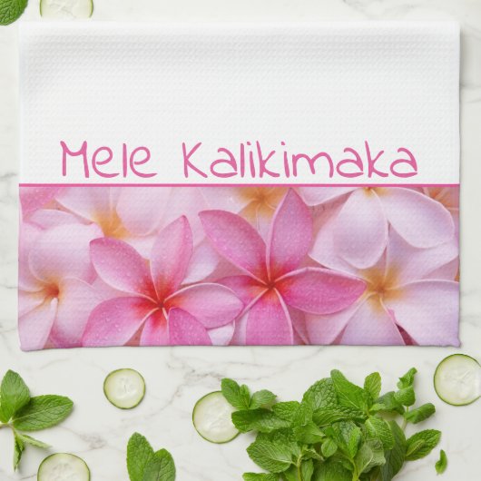 Küche Tuch-WeihnachtenMele Kalikimaka Plumeria Geschirrtuch (Gefaltet)
