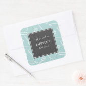 Küche Utensil Muster Küche Backgeschenk Grün Quadratischer Aufkleber (Umschlag)