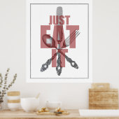 Küche Utensils Art | Nur essen es lustig Poster (Küche)