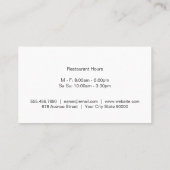 Küche Utensils | Dinnware-Logo | Koch Visitenkarte (Rückseite)