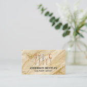 Küche Utensils | Hintergrund aus goldenem Marmor Visitenkarte (Stehend Vorderseite)