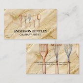 Küche Utensils | Hintergrund aus goldenem Marmor Visitenkarte (Vorne/Hinten)