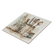 Küche Utensitäten Rustikale Aquarellfarben Keramik Fliese (Seite)