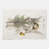 KÜCHE: VINTAGE CHRISTMAS ANGEL GESCHIRRTUCH (Horizontal)