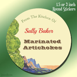 Küche von Retro Artichokes essbare Rezept Runder Aufkleber