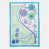 KÜCHE "ZELLESIELLE BLUME", blaue Zierleisten Geschirrtuch (Vertikal)