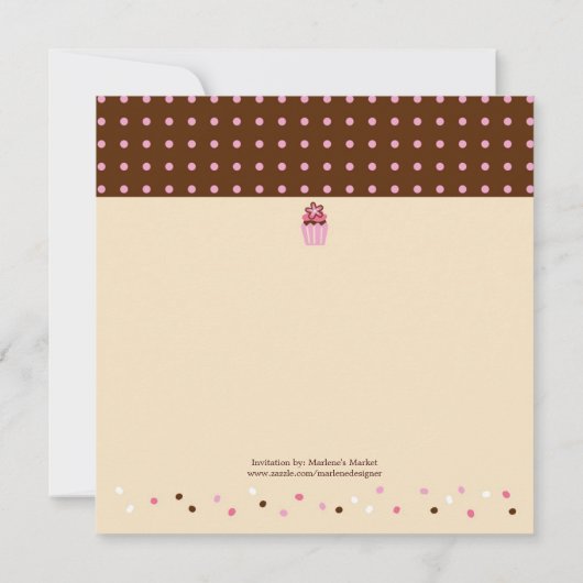 Kuchen auf einem Ständer (Braun/Creme) Einladung (Rückseite)