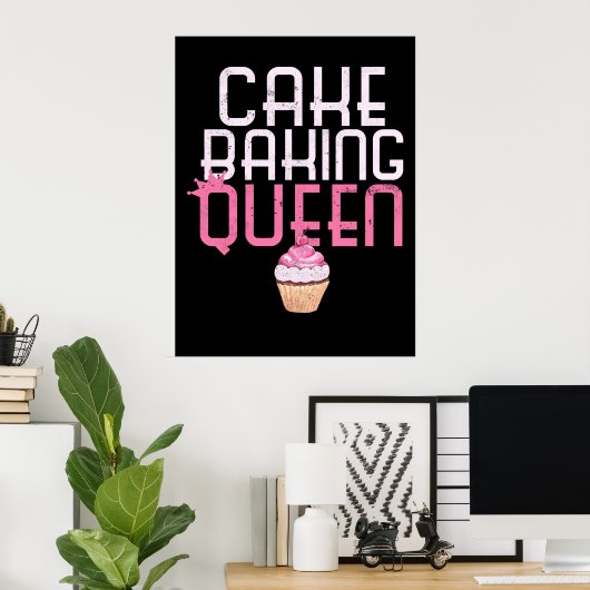 Kuchen Backen Königin Cupcake Bäcker Konditorei Poster (Heimbüro)