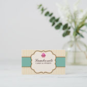 Kuchen-Bäckerei-beige elegante Retro moderne Visitenkarte (Stehend Vorderseite)