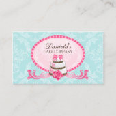 Kuchen-Bäckerei-Damast-Aqua-Rosa Visitenkarte (Vorderseite)
