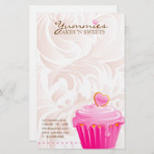 Kuchen-Bäckerei-Gebäck-Kochs-Rosa-Herz verlässt 1 Briefpapier (Vorne/Hinten)