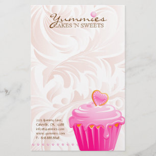 Kuchen-Bäckerei-Gebäck-Kochs-Rosa-Herz verlässt Briefpapier