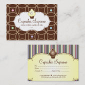 Kuchen-Bäckerei-Geschenkgutschein Stripes Gelb Rabattkarte (Vorne/Hinten)