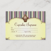 Kuchen-Bäckerei-Geschenkgutschein Stripes Gelb Rabattkarte (Rückseite)