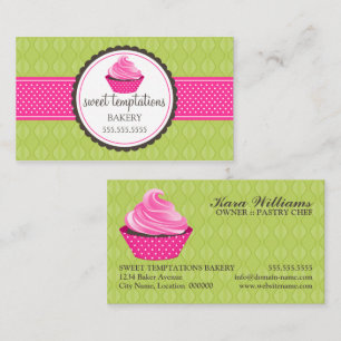 Kuchen-Bäckerei-Grün-Rosa Visitenkarte