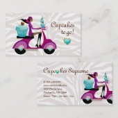 Kuchen-Bäckerei-niedlicher Roller-MädchenZebra Visitenkarte (Vorne/Hinten)