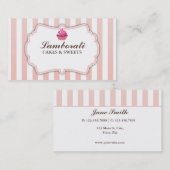 Kuchen-Bäckerei-Rosa Stripes niedliches elegantes Visitenkarte (Vorne/Hinten)
