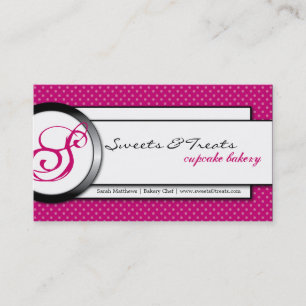 Kuchen-Bäckerei-Rosa-weiße Monogramm-Visitenkart Visitenkarte