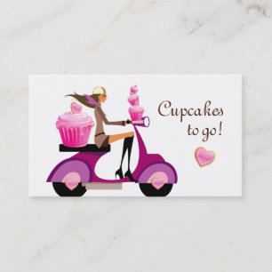 Kuchen-Bäckerei-Visitenkarte-Roller-Mädchen-Rosa Visitenkarte