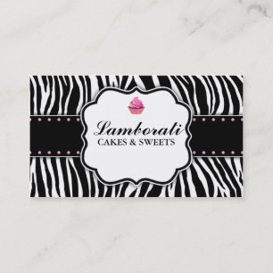 Kuchen-Bäckereizebra-Druck-Rosa-elegantes modernes Visitenkarte