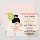 Kuchen-Ballerina-Geburtstags-asiatisches dunkles Einladung (Vorne/Hinten)