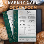 Kuchen Bestellung Form Bäckerei Kleines Unternehme Flyer<br><div class="desc">Entspannen Sie in Ihrem Bäckereigeschäft mit unserer eleganten, individuell anpassbaren Bestellformularvorlage, die mit goldenen Bäckereisymbolen auf elegantem, dunkelgrünen Hintergrund aufwartet. Diese Vorlage hilft Ihnen, Ihre Bäckereiaufträge effizient zu verfolgen und zu verwalten, Zahlungsmethoden (bar oder elektronisch) zu schätzen, Kuchenformen zu definieren und vieles mehr, und vereinfacht den Bestellvorgang für Sie und...</div>