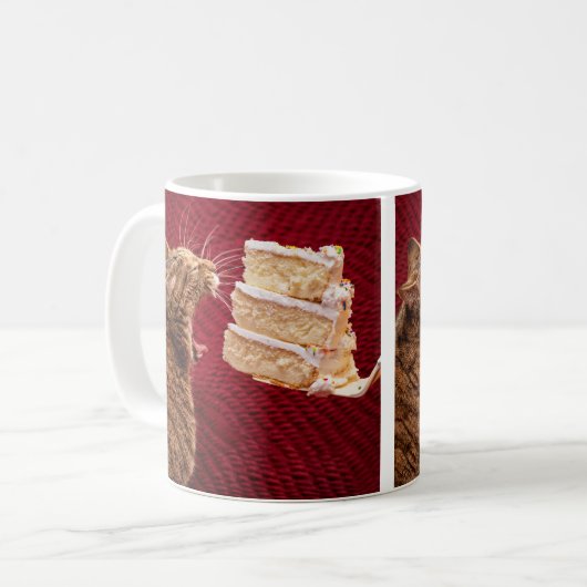 Kuchen, der Kitty-Kaffee-Tasse isst Kaffeetasse (Vorderseite Links)