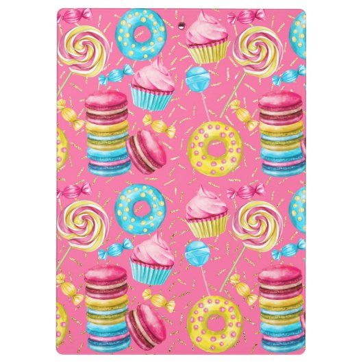 Kuchen, Donuts und Candy Clipboard Klemmbrett (Rückseite)