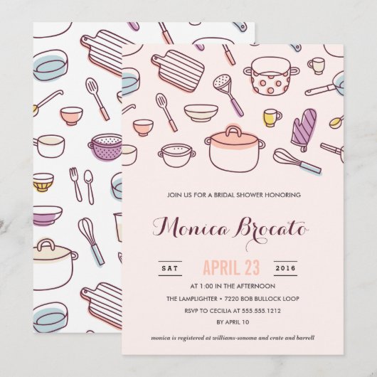 KÜCHEN-DUSCHEN-Brautpartyeinladung Einladung (Vorne/Hinten)