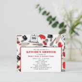 Küchen-Duschen-Einladung - Rot u. Schwarzes Einladung (Stehend Vorderseite)