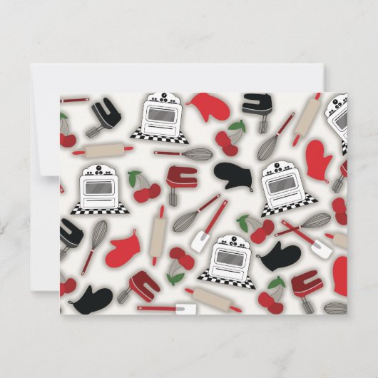 Küchen-Duschen-Einladung - Rot u. Schwarzes Einladung (Rückseite)